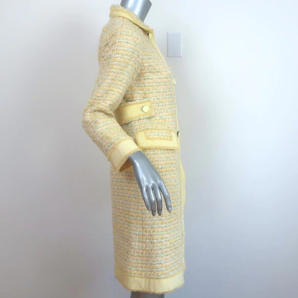 Marc Jacobs Tweed Coat Light Yellow Virgin Wool Size 2 - Picture 3 of 8